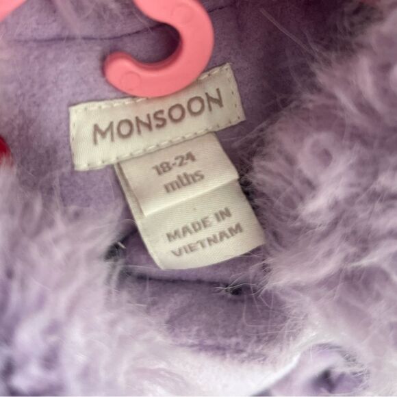 MONSOON CHILDREN Girl’s Faux‎ Fur Collar Trim Coat, Lavender, 18-24 Mon - Picture 4 of 7